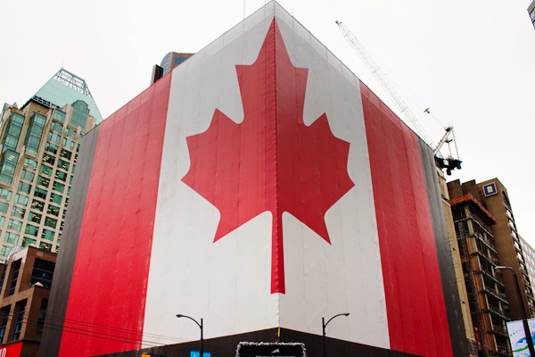 Giant Canadian Flag on Robson Square Vancouver by Cheuk man Kong