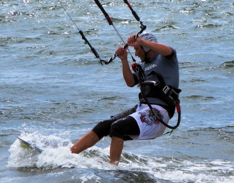 Close up  Kitesurfer at Exmouth South Devon England