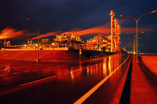 An oil refinery in Kuwait by Wikimedia Commons