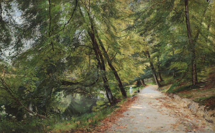 Frederik Winther  August Morning From a Path Along Sorgenfri Stream in Uno Langmann Gallery