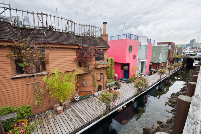 Granville Island colourful houses in seavillage