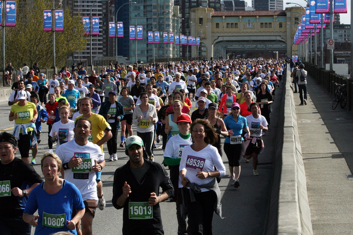 Athletes Running Across the Bridge Vancouver SunRun 2013