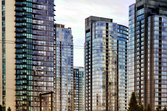 Highrises in Vancouver Seen from Granville Bridge