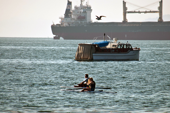 Kits Beach Kayaking Near Ships