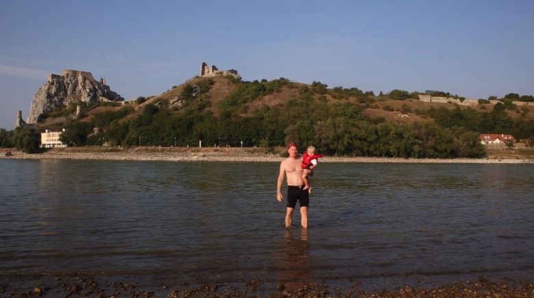 Constantin with Alec in Danube river Alec birthday