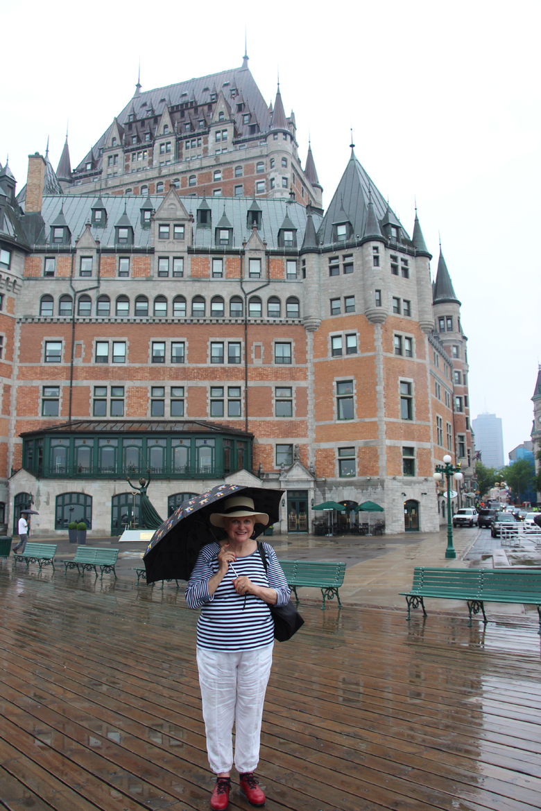 Brenda outside Chateau Frontenac